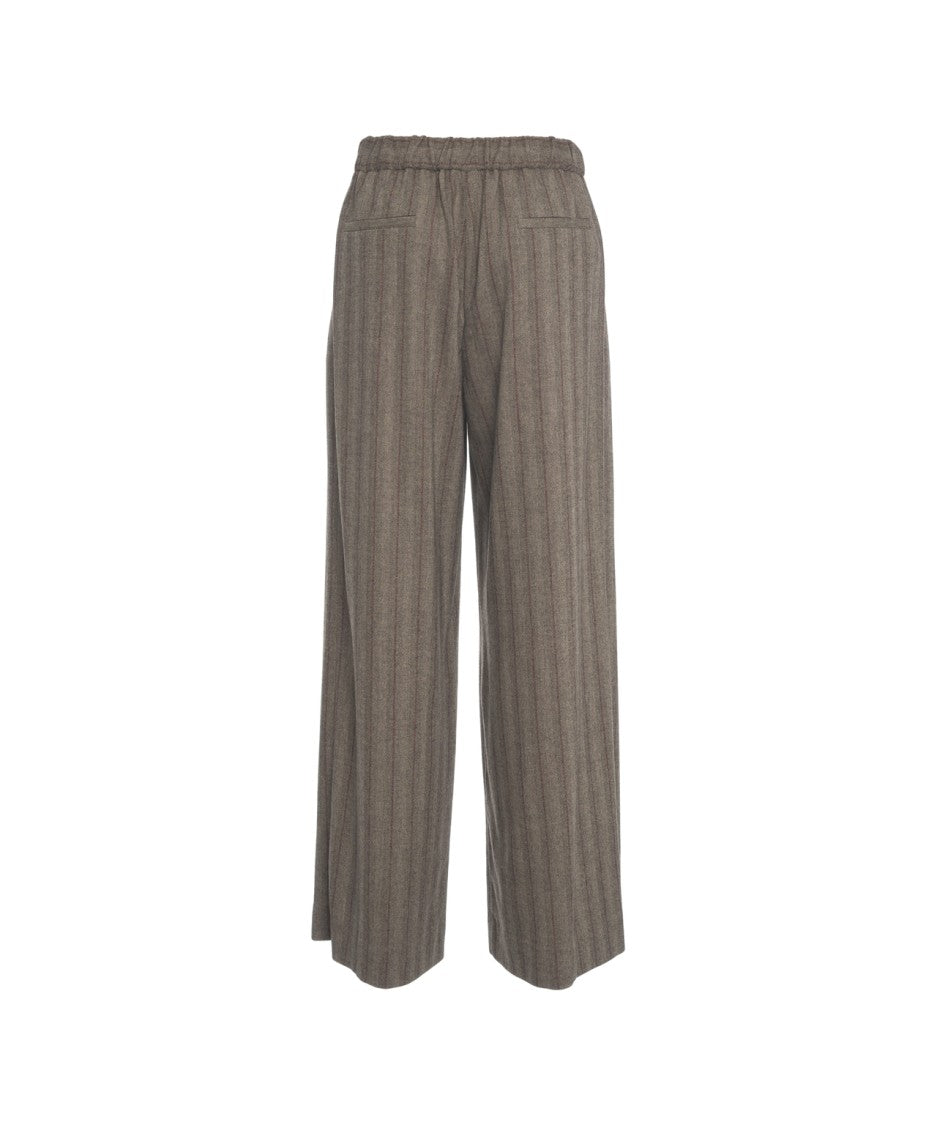 Ottod'ame Pleated Wide-Leg Trousers With Textured Wool Finish