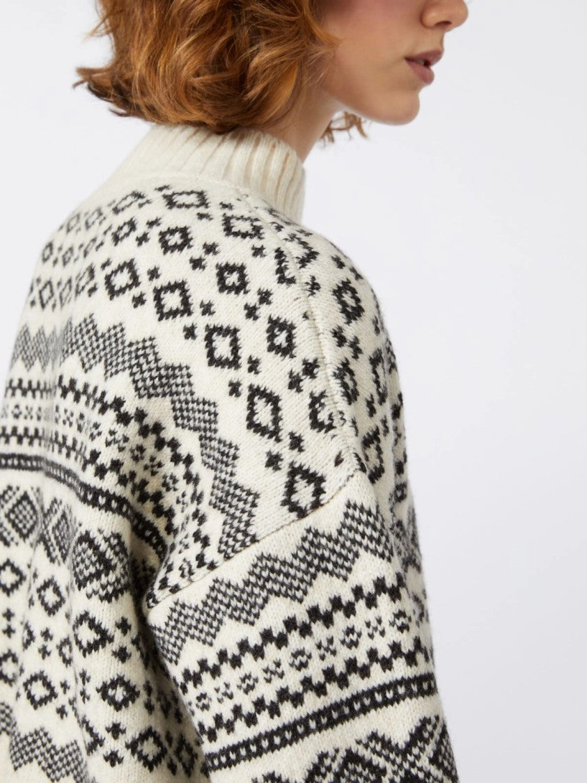 Max Mara Geometric Patterned Knit Sweater With Crew Neckline