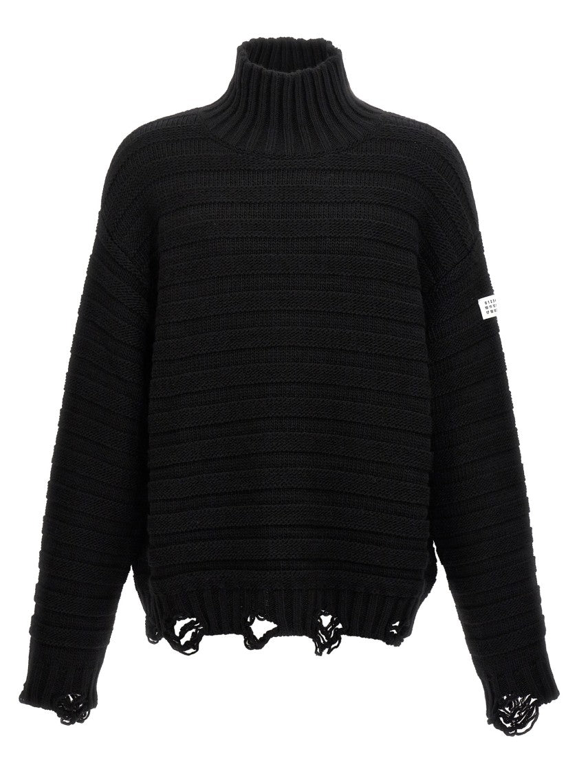 Mm6 By Maison Margiela Destroyed Ribbed Sweater