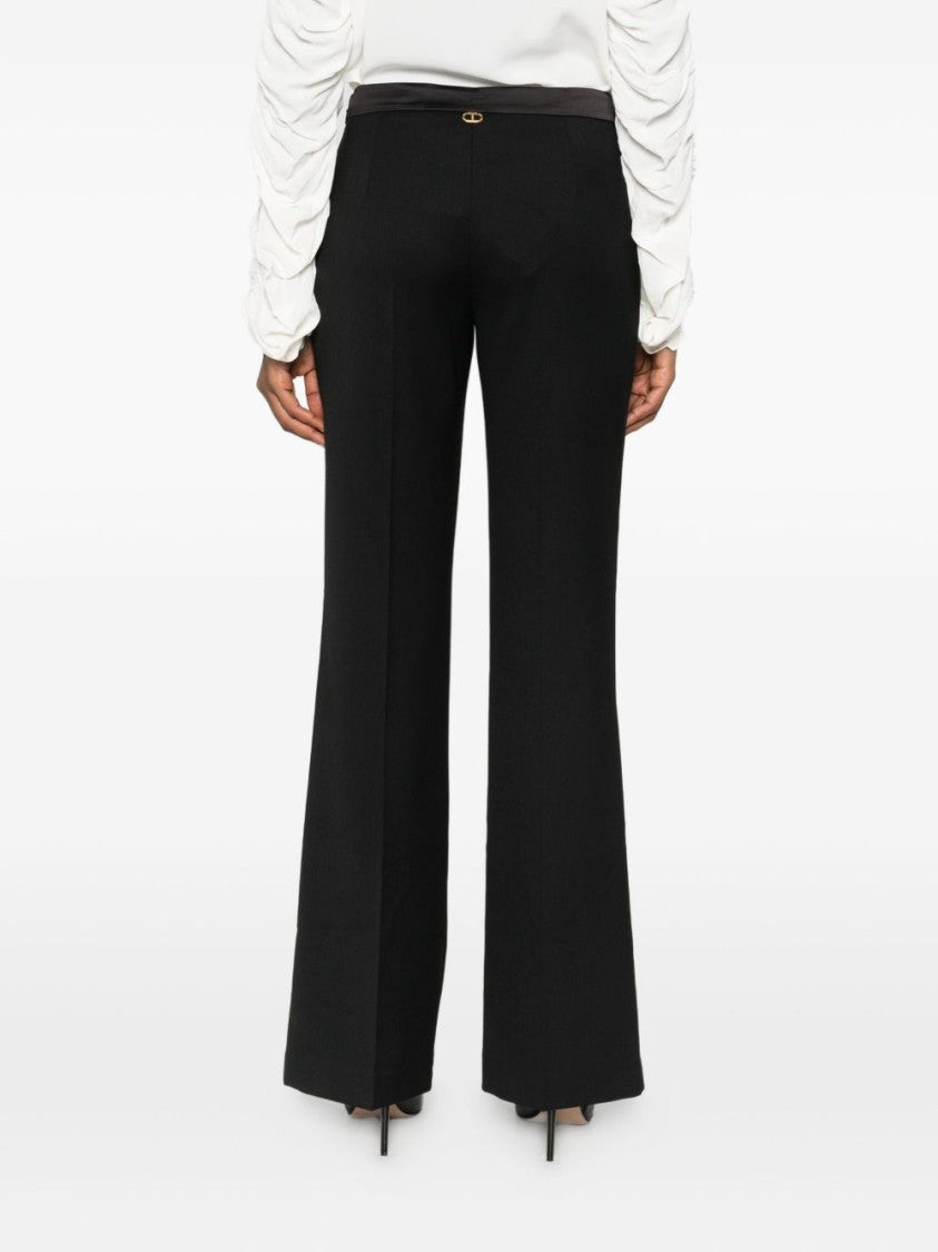 Twin-Set Straight-Leg Trousers With Flared Hem
