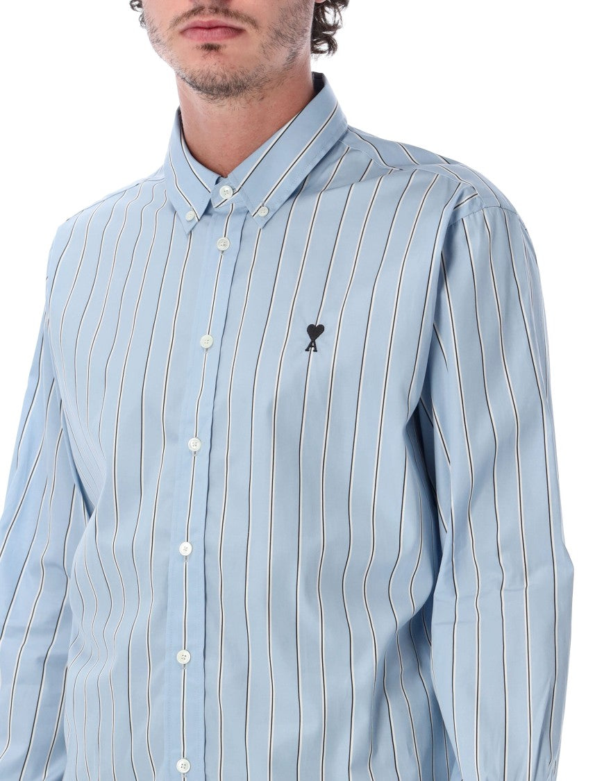 Ami Paris Light Blue Striped Shirt