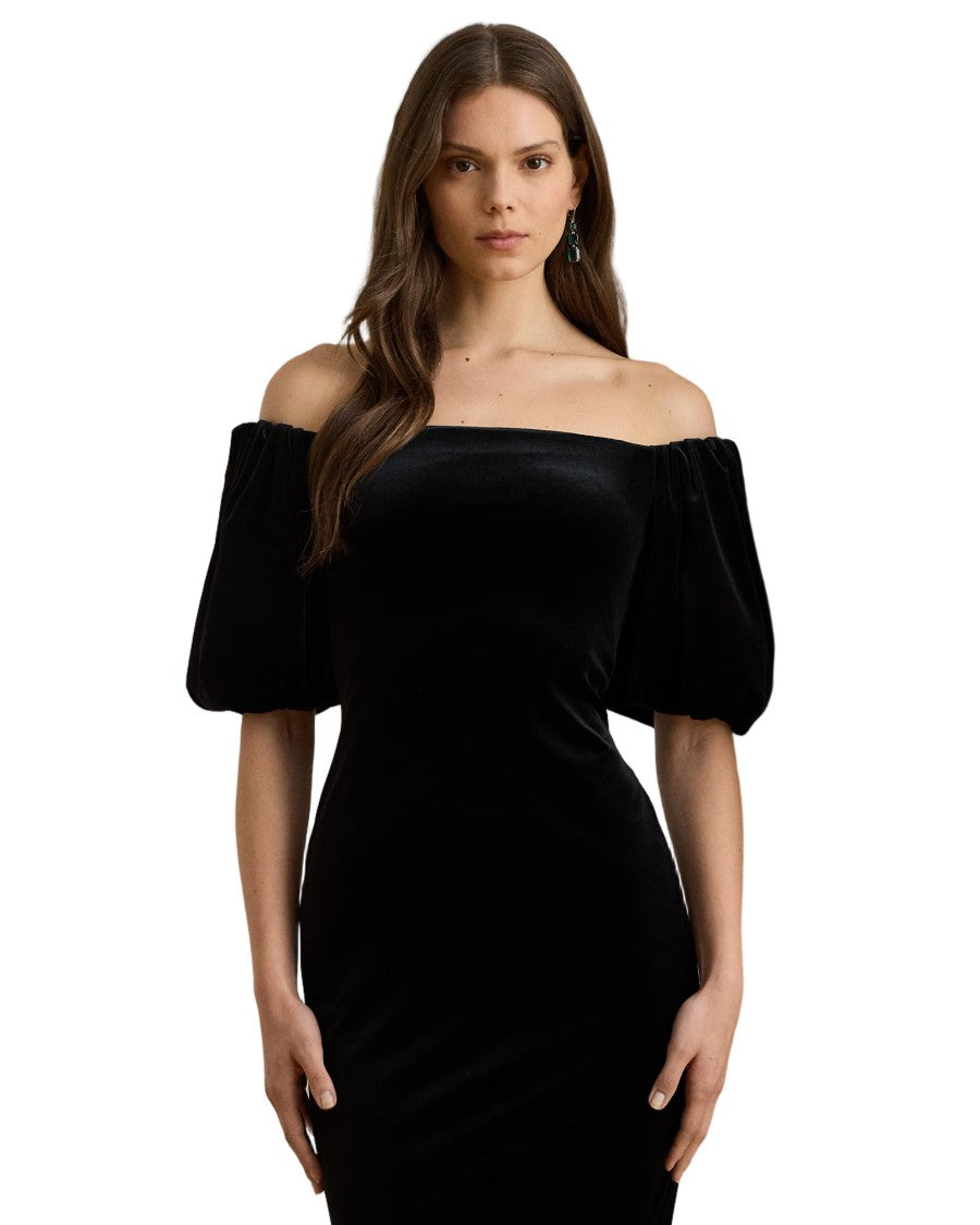 Lauren Ralph Lauren Elegant Cocktail Dress With Off-The-Shoulder Neckline