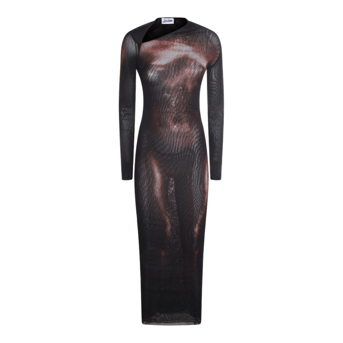 Jean Paul Gaultier Long-Sleeve Black Dress With Sheer Mesh Design