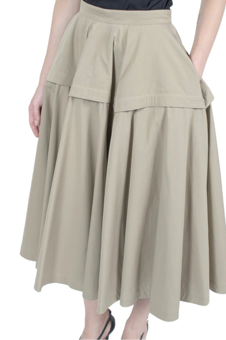 Bottega Veneta Beige Cotton-Blend Tiered Midi Skirt