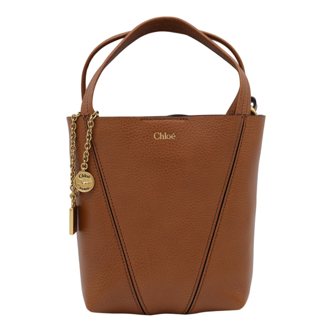 Chloé Structured Bucket Bag With Gold-Tone Chain And V-Stitching