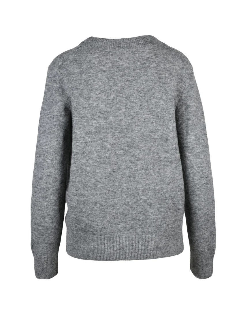 Mc2 Saint Barth Grey Alpaca-Blend V-Neck Sweater