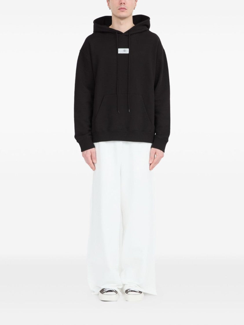 Mm6 By Maison Margiela Black Hoodie Sweatshirt With Adjustable Drawstring