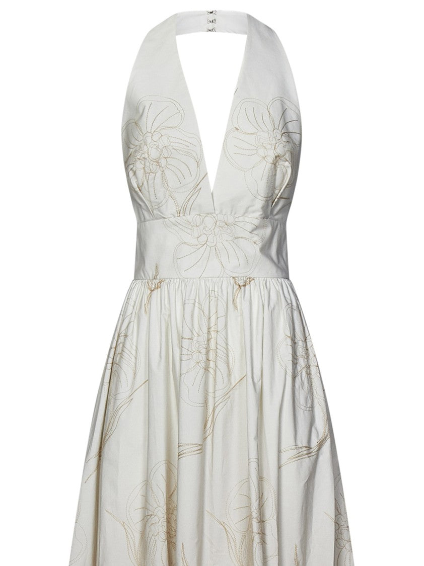Elie Saab Long White Poplin Dress
