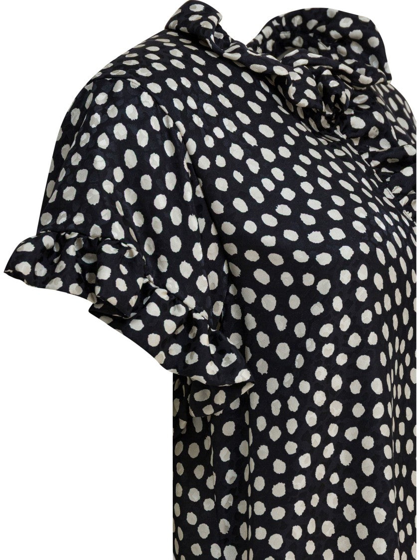 Chloé Flowing Mini Silk Dress With Ruffled Neckline