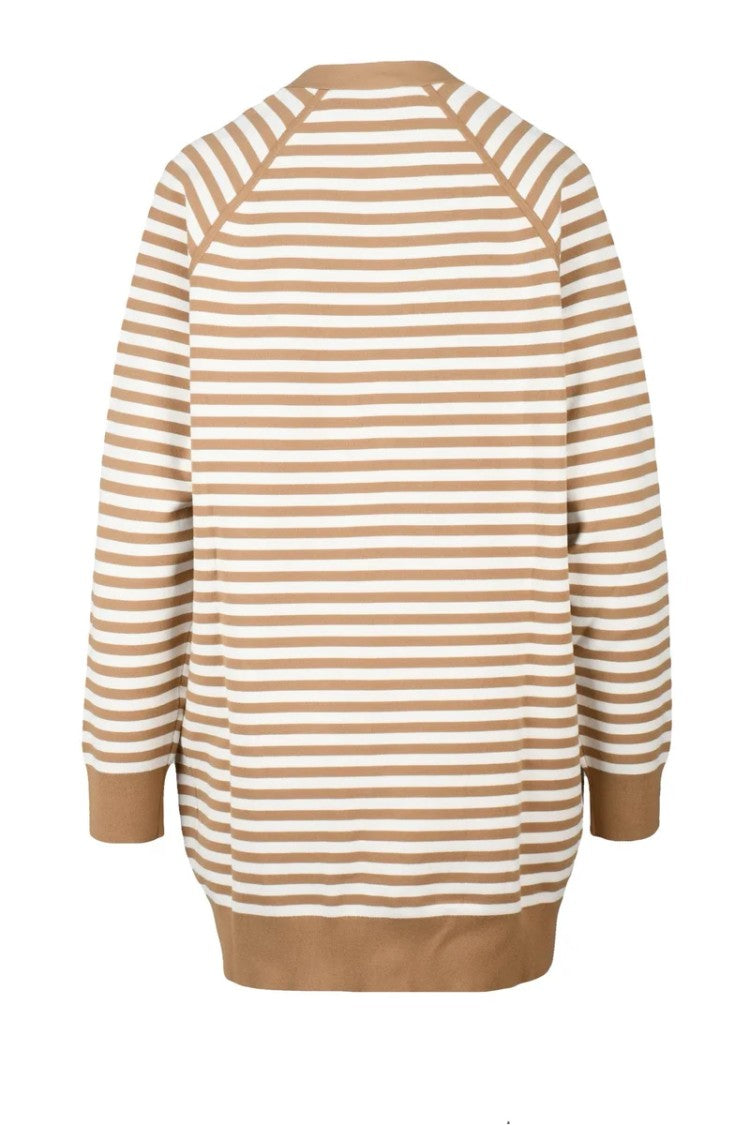 Max Mara Long Cardigan Viscose/Polyester - Beige/White