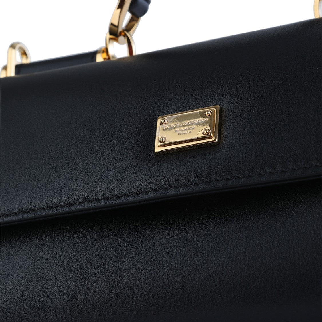 Dolce & Gabbana Structured Black Handbag With Gold-Tone Accents