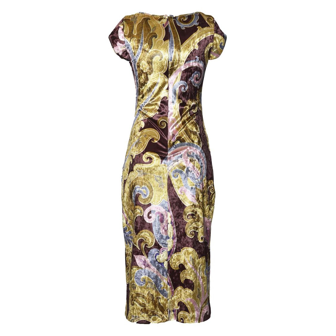 Etro Midi Dress Short Sleeve In Multicolored Printed Chenille