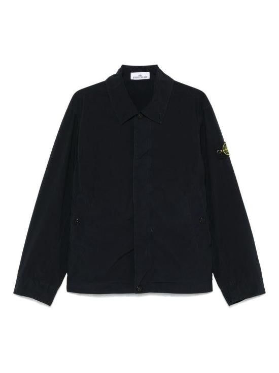 Stone Island Minimalist Black Jacket With Classic Collar