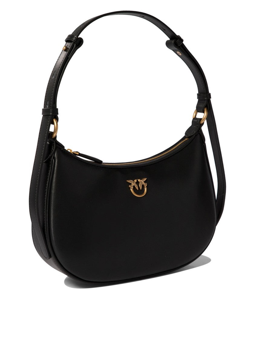 Pinko Crescent-Shaped Leather Shoulder Bag