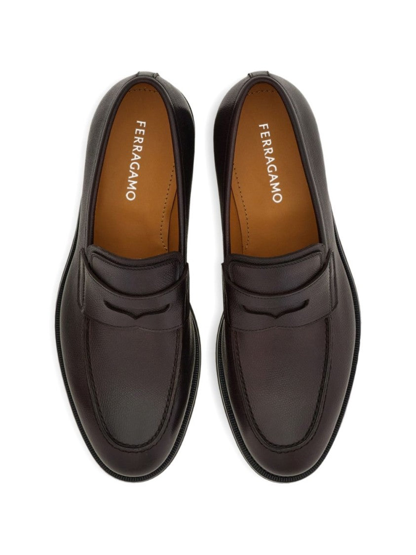 Ferragamo Smooth Leather Penny Loafers With Rounded Toe