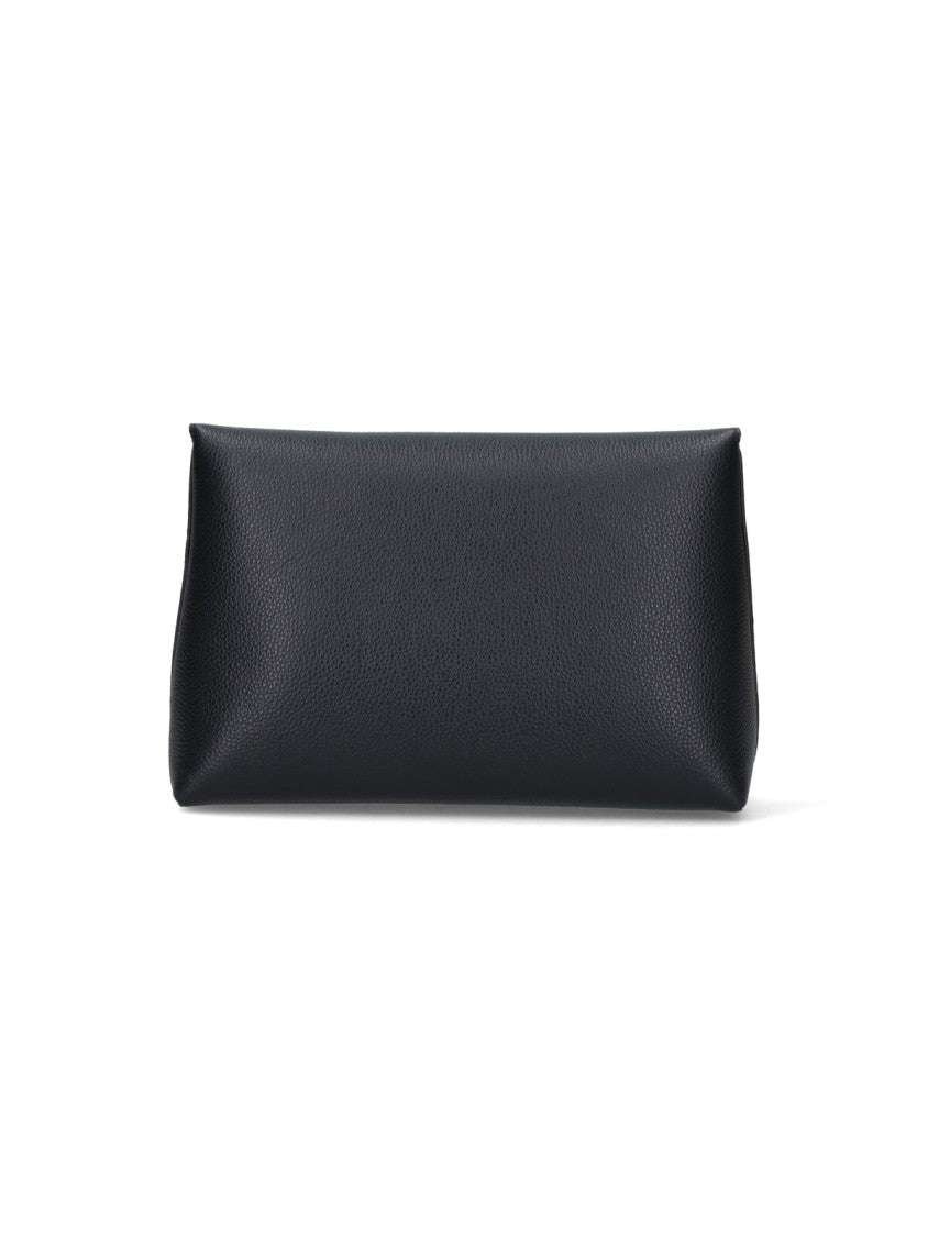 Mulberry Textured Black Leather Rectangular Clutch