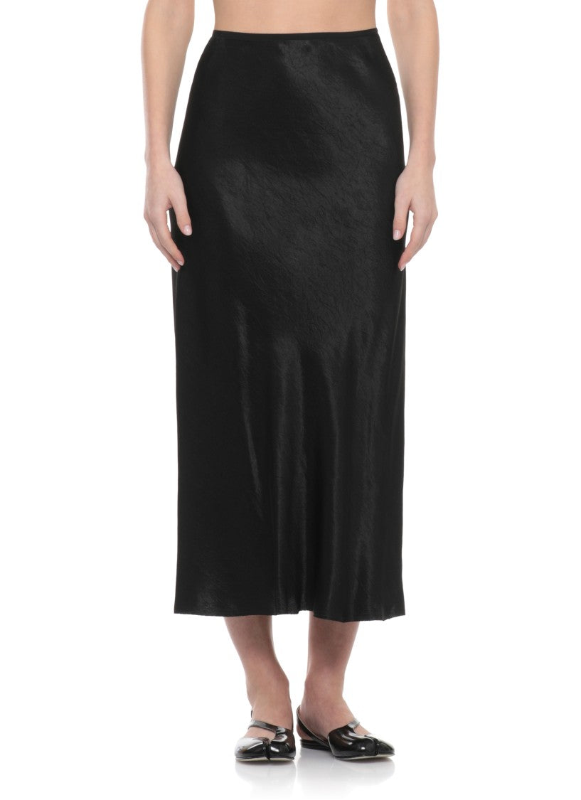 Maison Margiela Taupe Grey Satin Midi Skirt With Distinctive Four Stitches