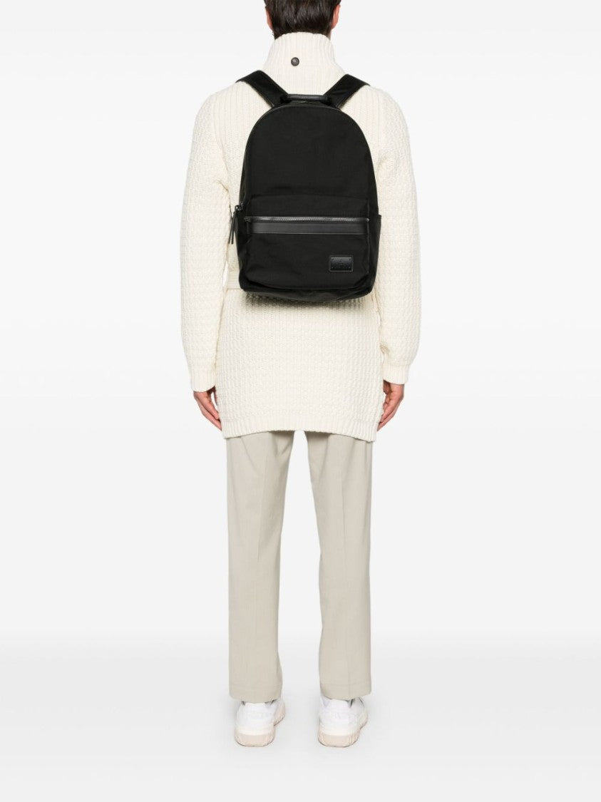 Premiata Minimalist Black Backpack With Padded Straps And Leather Trim