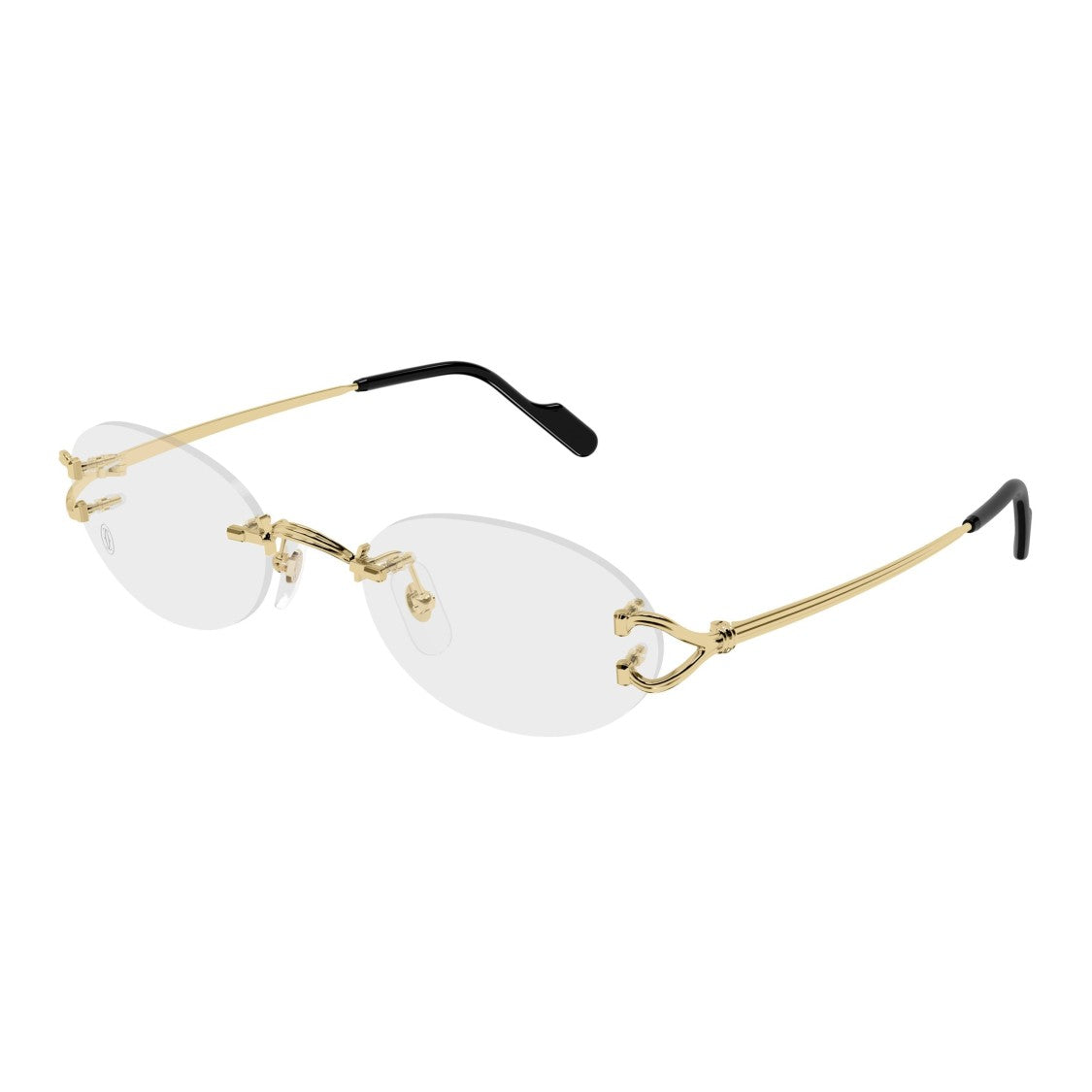 Cartier Rimless Gold Metal Eyeglasses With Intricate Temple Details