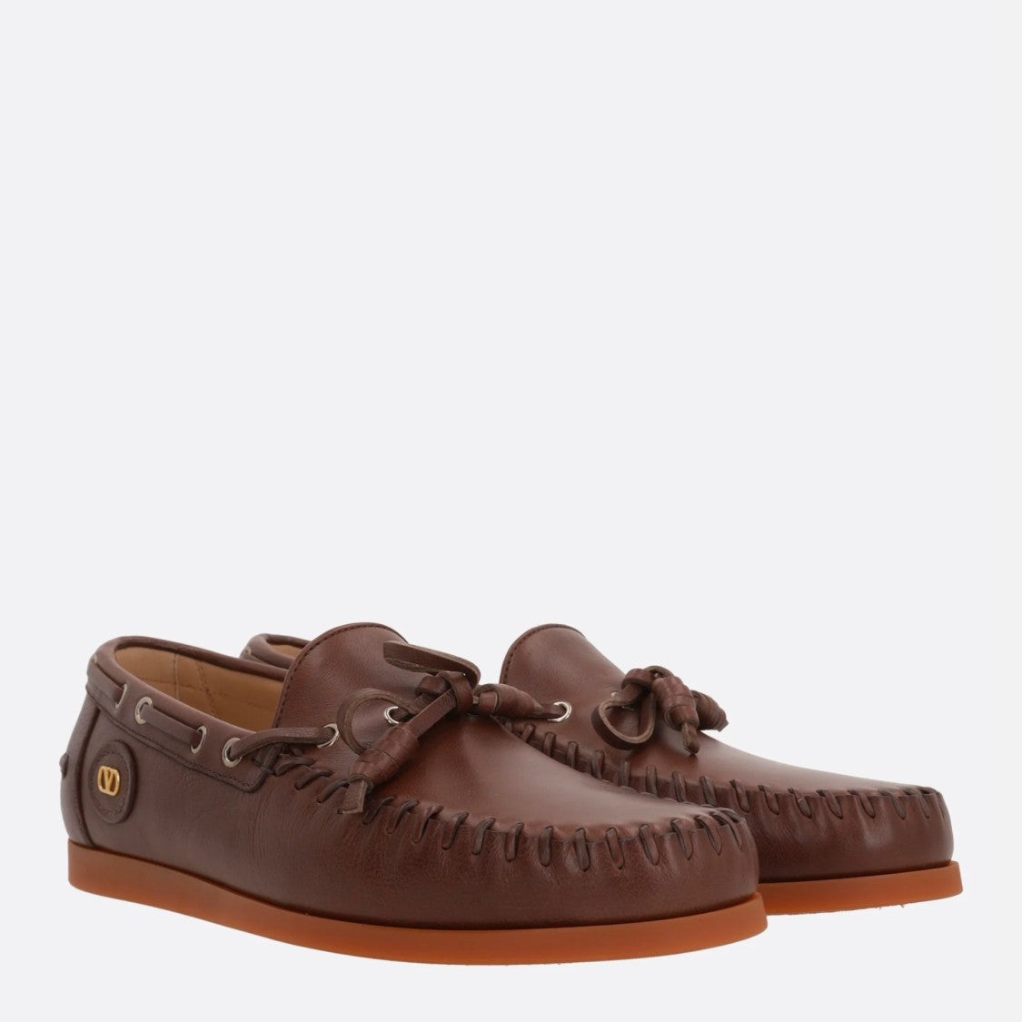 Valentino Garavani Brown Leather Palm Avenue Loafers