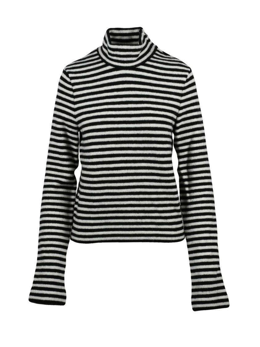 Jil Sander Turtleneck Sweater With Striped Design And Zip Shoulder Detail