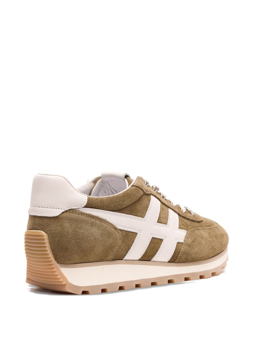 Hogan Brown Suede Sneakers With White Leather Accents