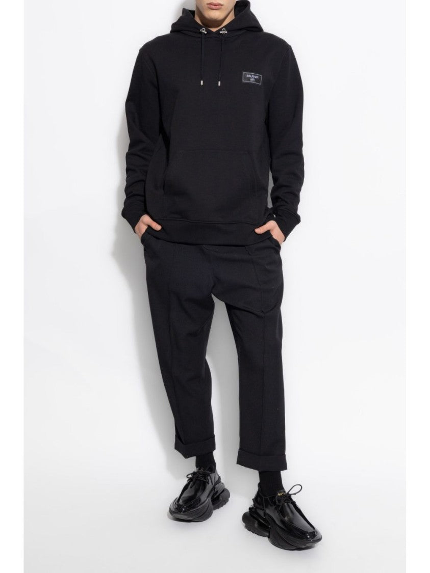 Balmain Classic Black Hoodie With Kangaroo Pocket