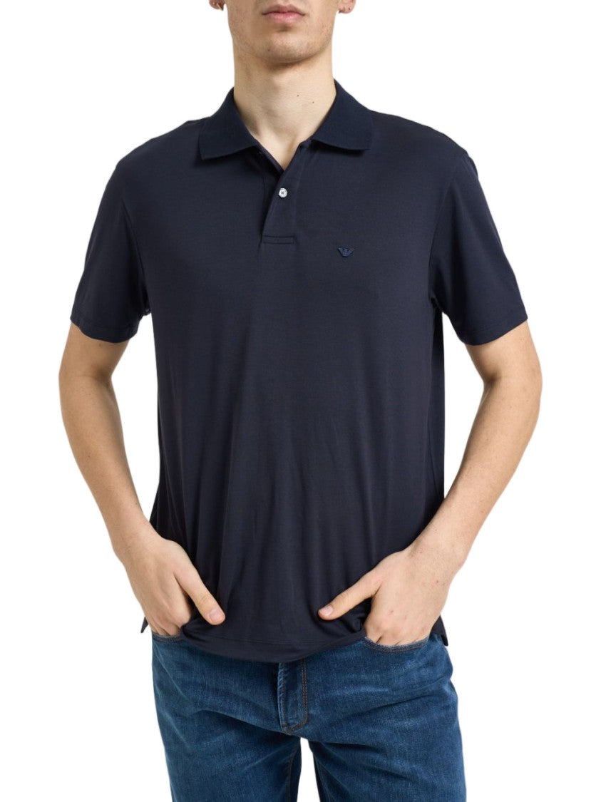 Emporio Armani Blue Logo Detail Polo Shirt