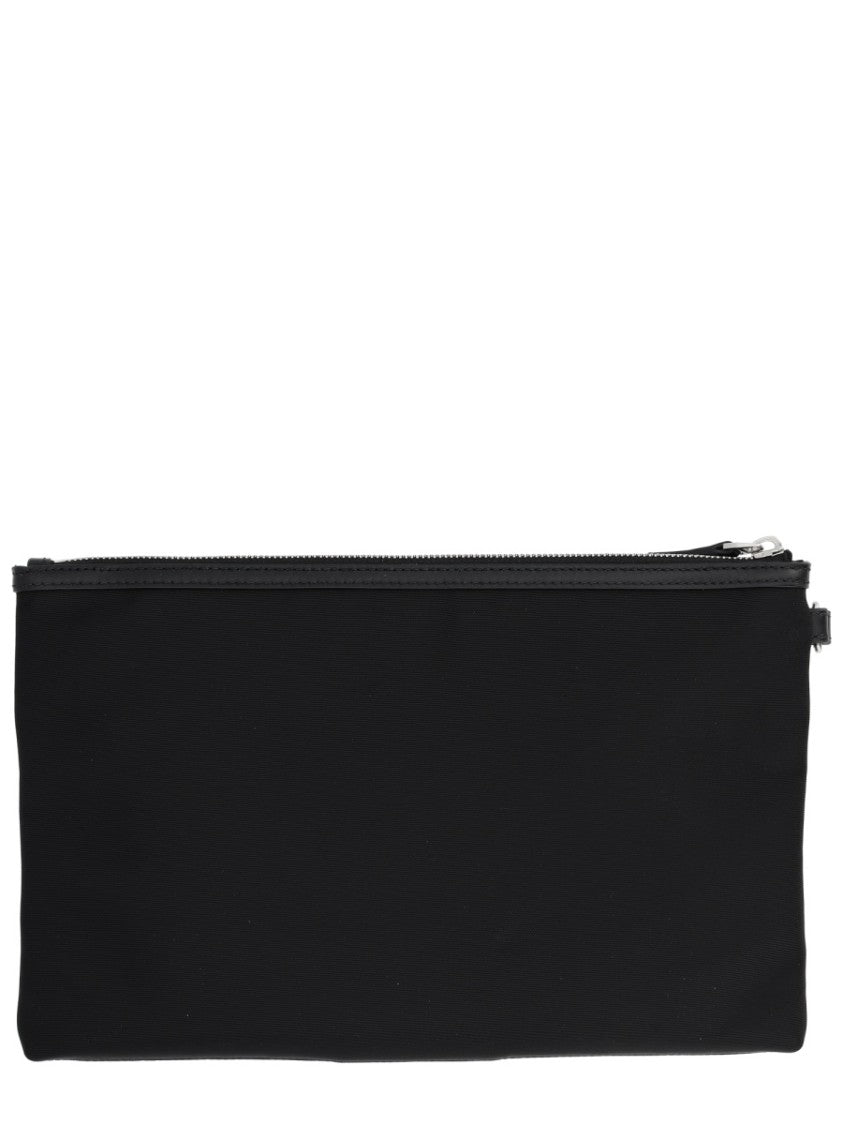 Bally Black Code Vertical Stripe Polyamide Pouch
