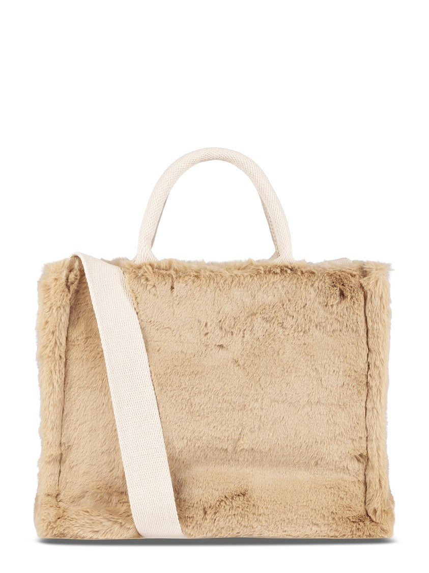 Marni Small Rectangular Basket Bag With Plush Faux Fur Fabric