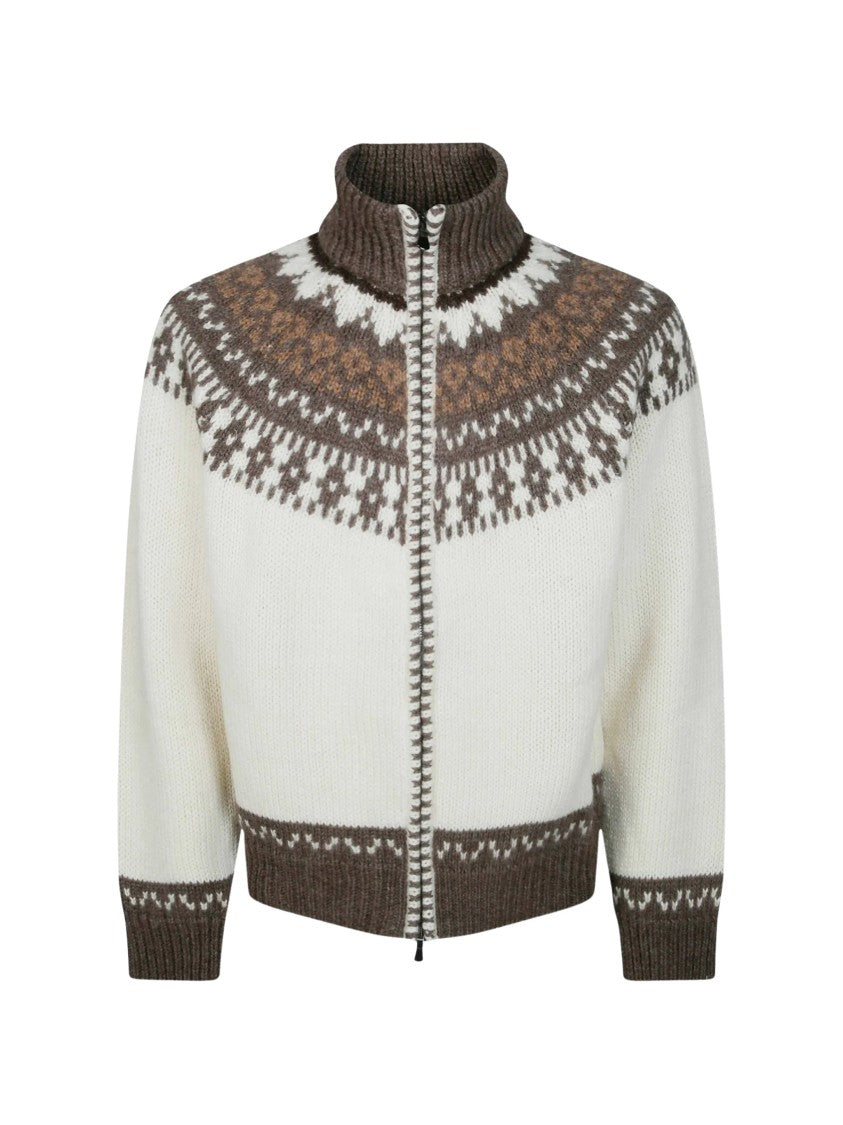 Altea Jacquard-Knit Zip-Through Jacket With High Neck And Ribbed Details