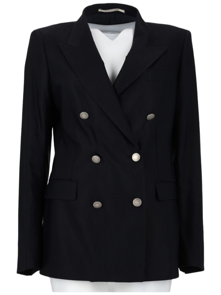 Tagliatore Tailored Double-Breasted Jacket With Metallic Accents