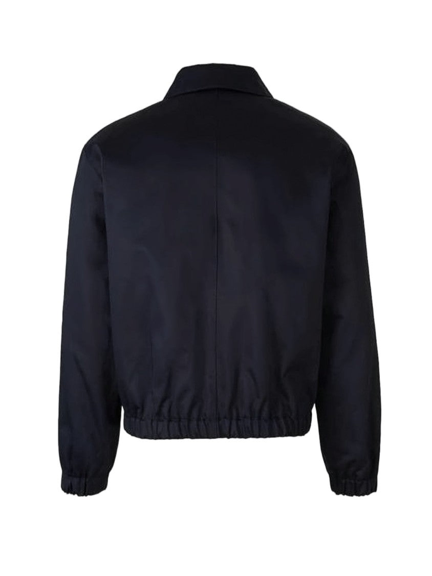 Ami Paris Cropped Black Bomber Jacket With Classic Collar