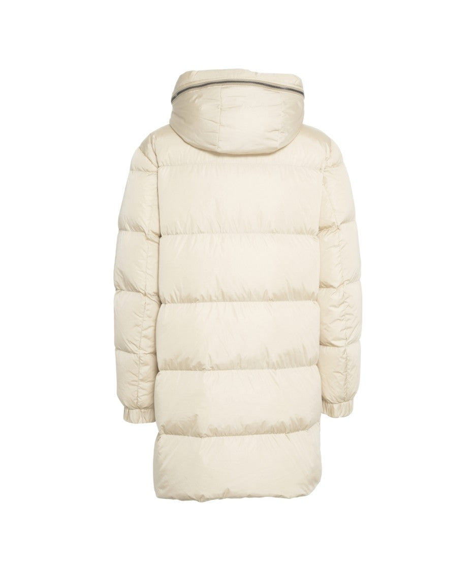 Add Long Quilted Down Coat With Padded Design