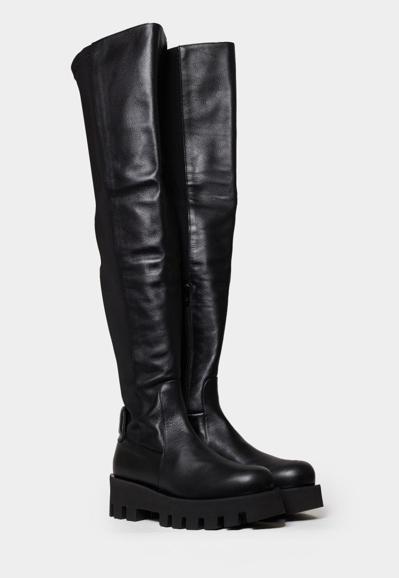 Paloma Barceló Knee-High Boots In Black Nappa Leather