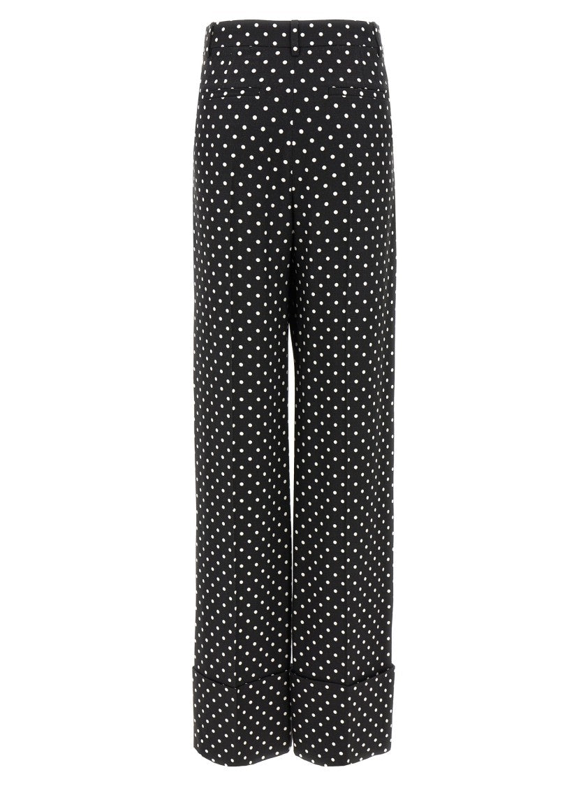Valentino Garavani Wide-Leg Polka Dot Print Pants With Pleated Design