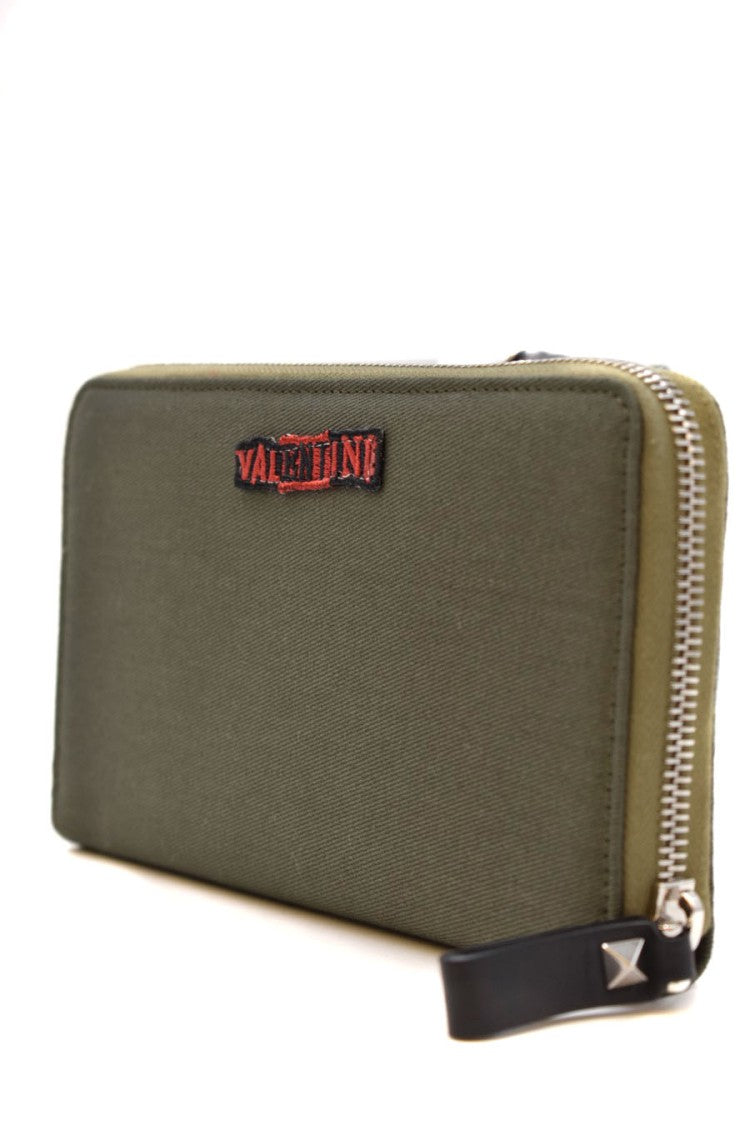 Valentino Garavani Military Green Fabric Wallet