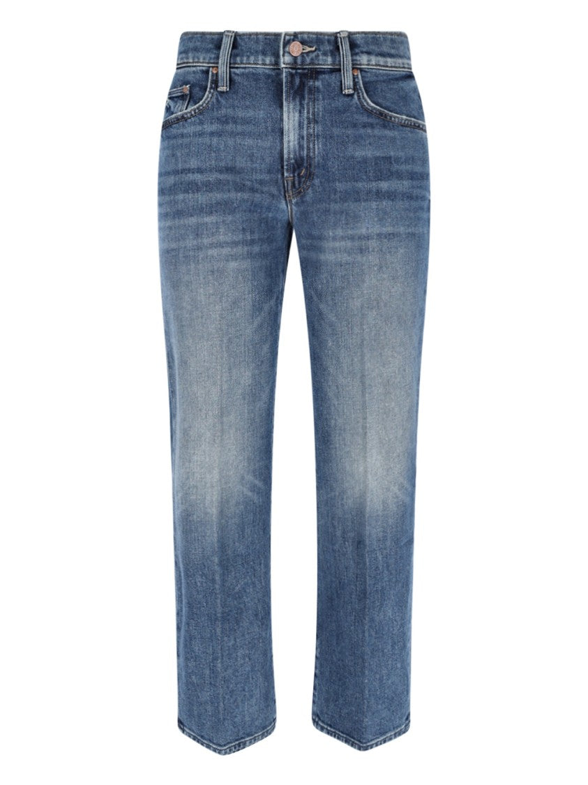 Mother Straight Jeans In Stretch Cotton Denim