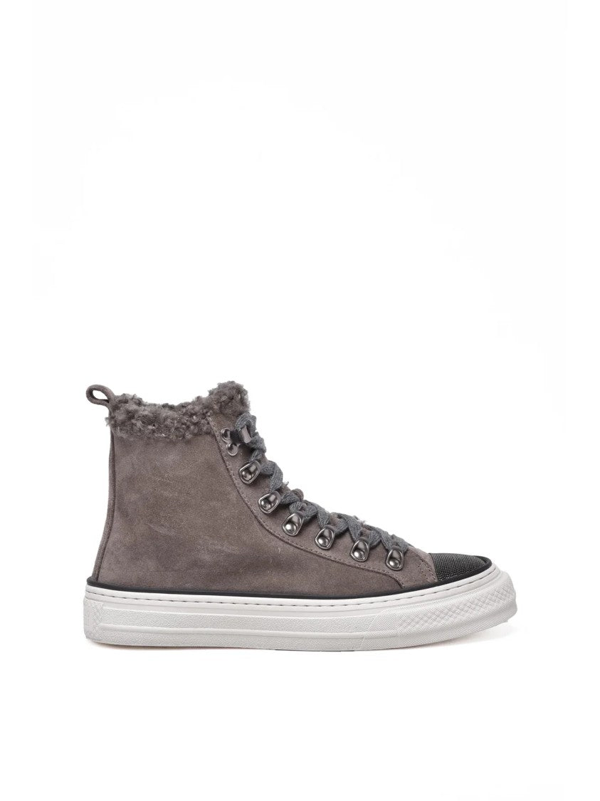 Brunello Cucinelli Brown Suede Basket Sneakers