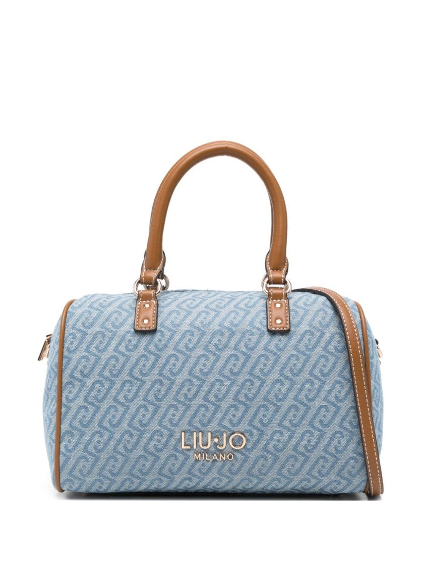 Liu Jo Light Blue Logo Print Shoulder Bag