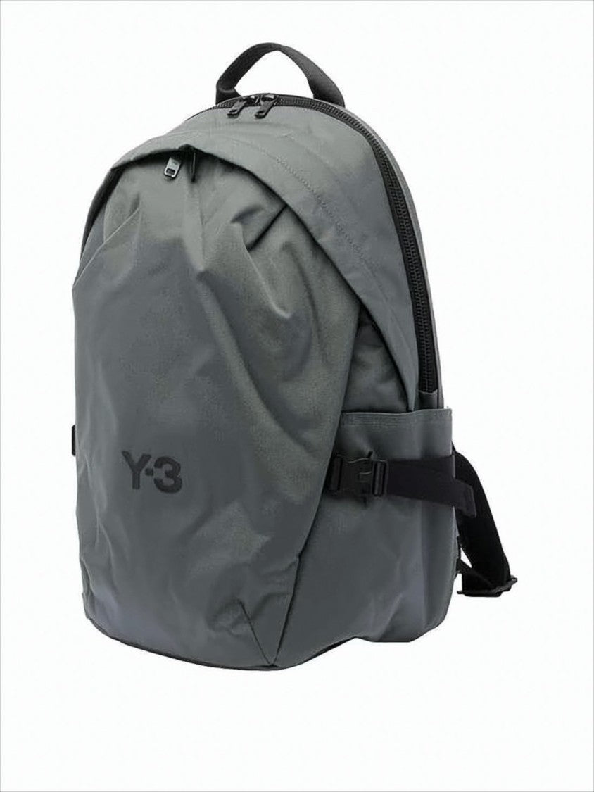 Y-3 Rounded Grey Polyamide Backpack With Subtle Logo
