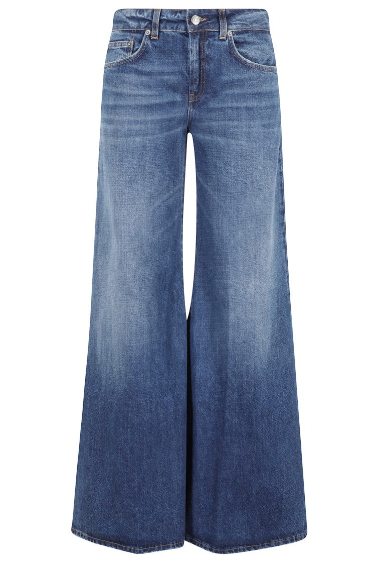 Dondup Wide-Leg Denim Pants With Contrast Stitching