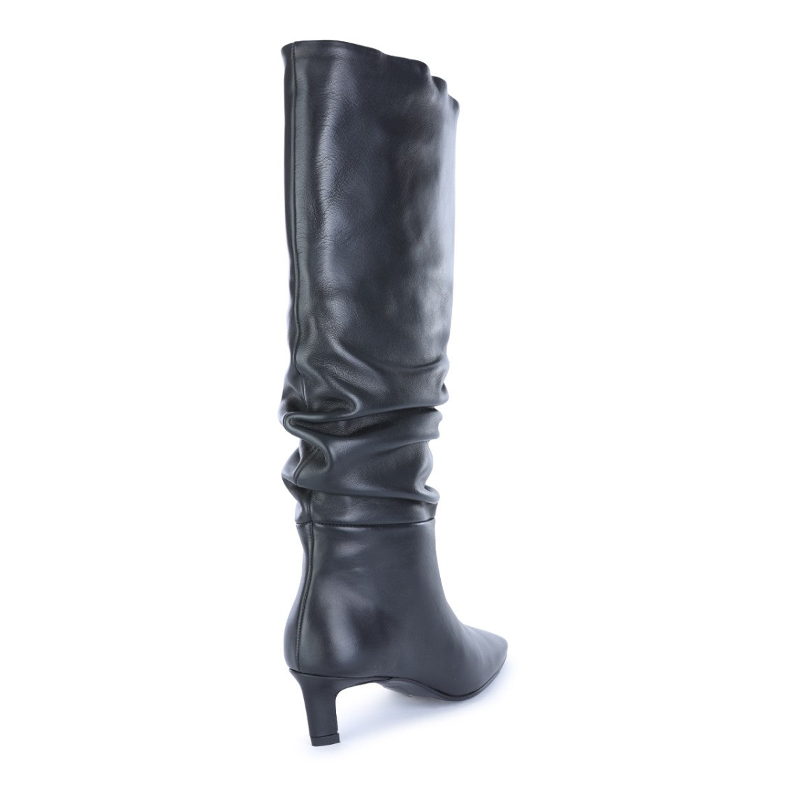 Alohas Black Pointed Toe Wide-Leg Ruffled Boots