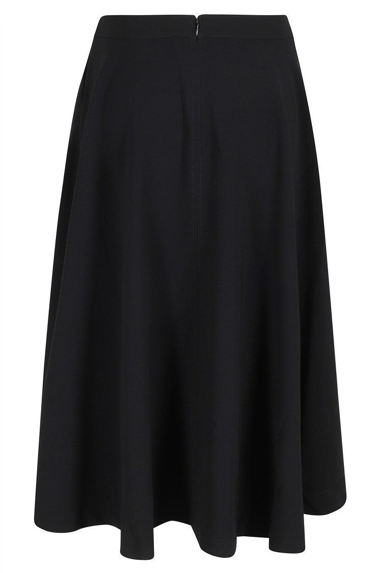 Filippa K Black Flared Side-Pockets Triacetate-Blend Midi Skirt