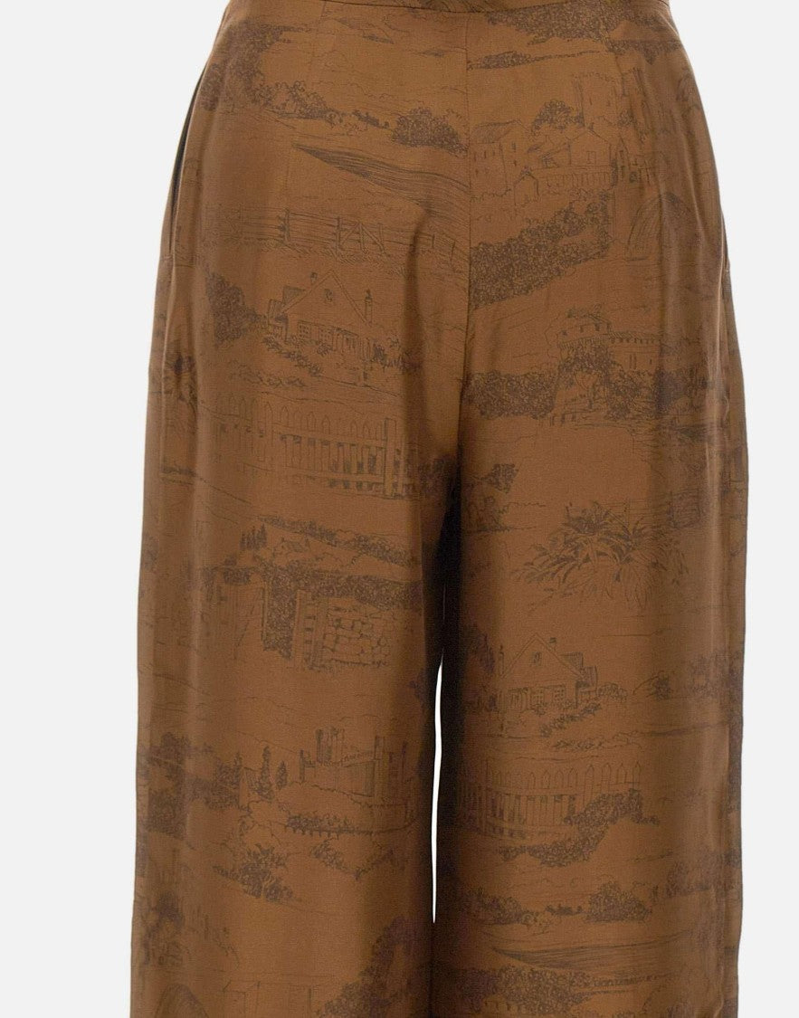 Max Mara Wide-Leg Pants With Intricate Tonal Pattern