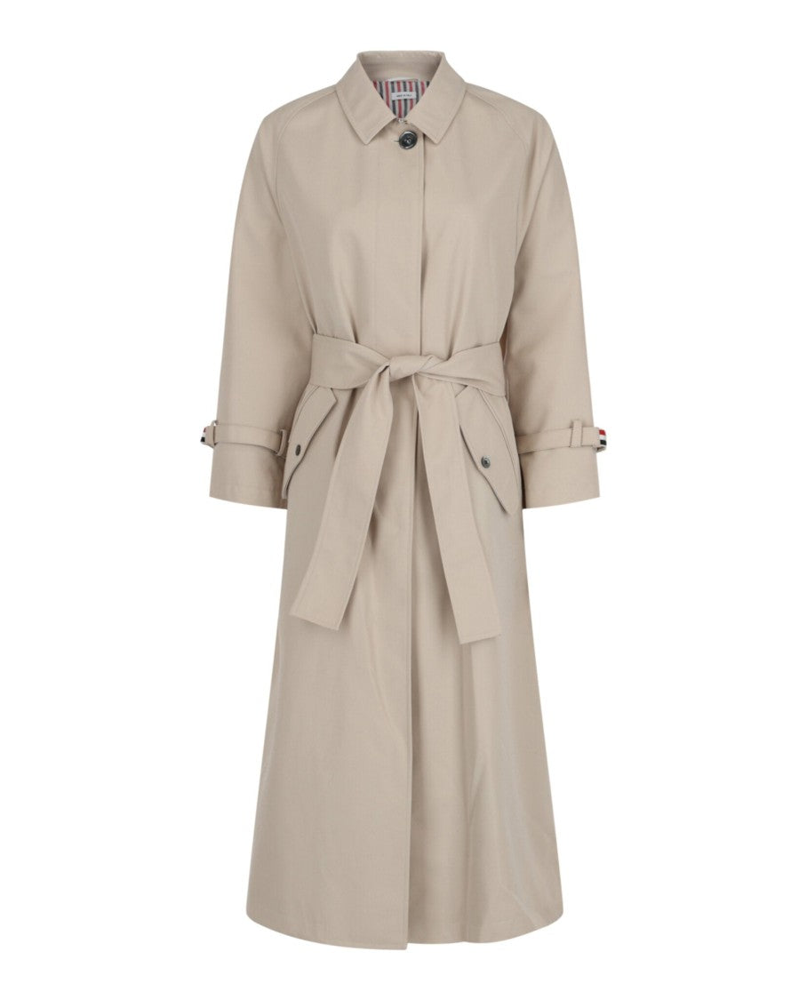 Thom Browne Khaki Waterpoof Cotton Twill Raglan Trench Coat