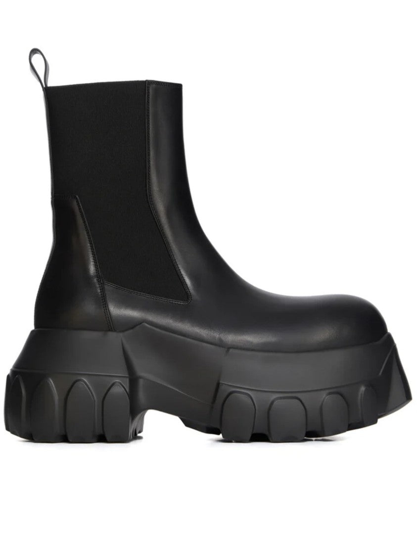 Rick Owens Chunky Black Ankle Boots With Oversized Sole And Utility Design