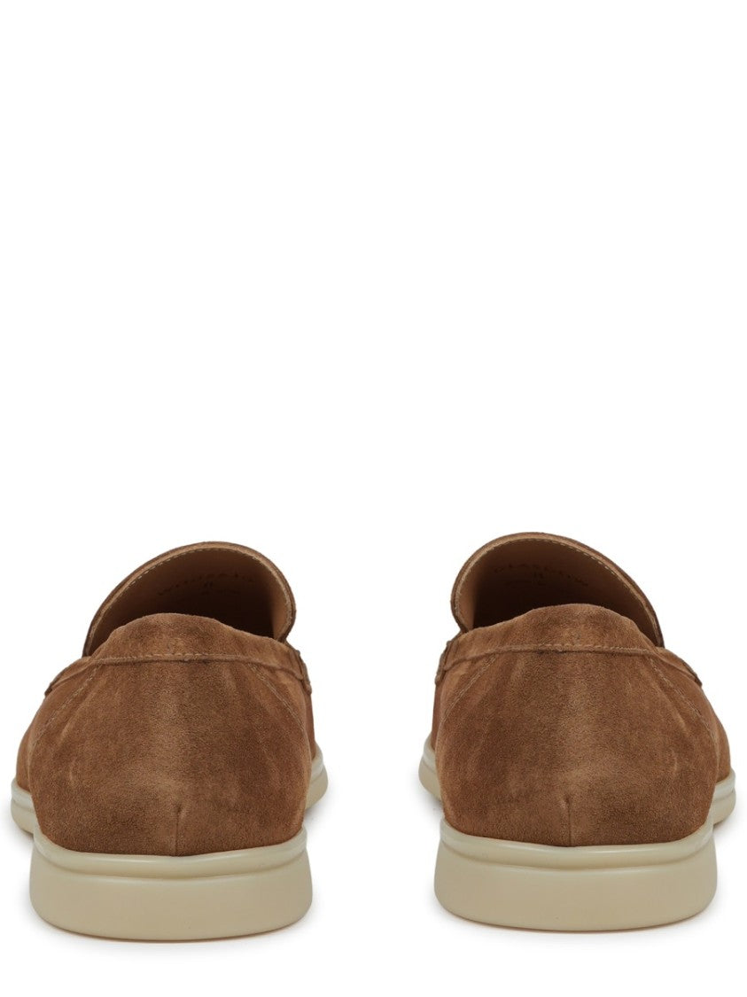 Mille885 Brown Rounded Toe Suede Calfskin Loafers