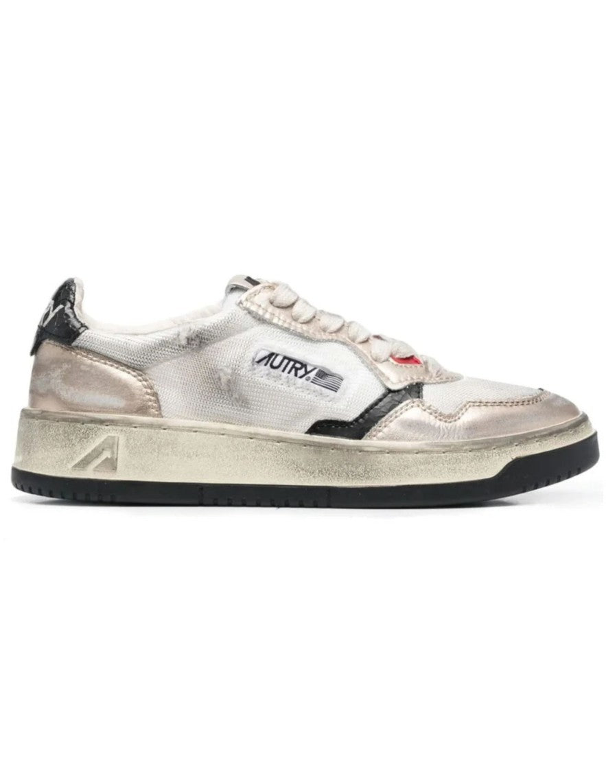 Autry Autry Sup Vint Low Wom Sneakers In Calf Leather Wht/Gold For Women Avlw Ms09 Wht/Gold