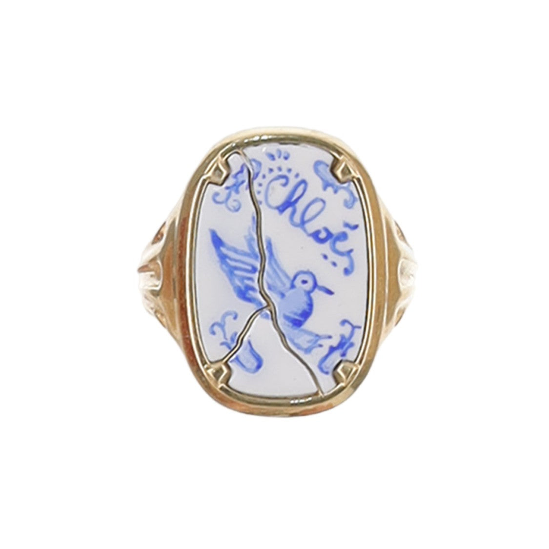 Chloé Multicolor Hummingbird Ceramic Brass Ring